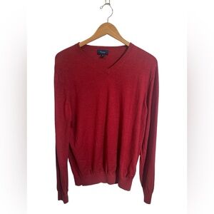 Faconnable $290 Rust Colored Silk Cashmere Blend V Neck  Long Sleeve Size XL